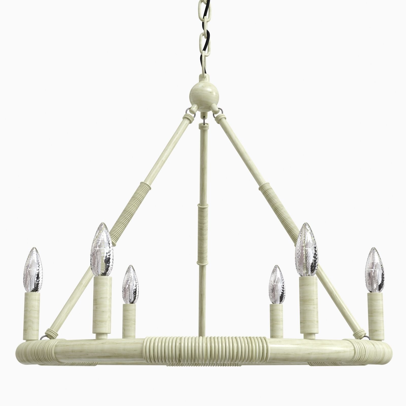 Round bamboo ceiling candles chandelier mansion style 3D model_6