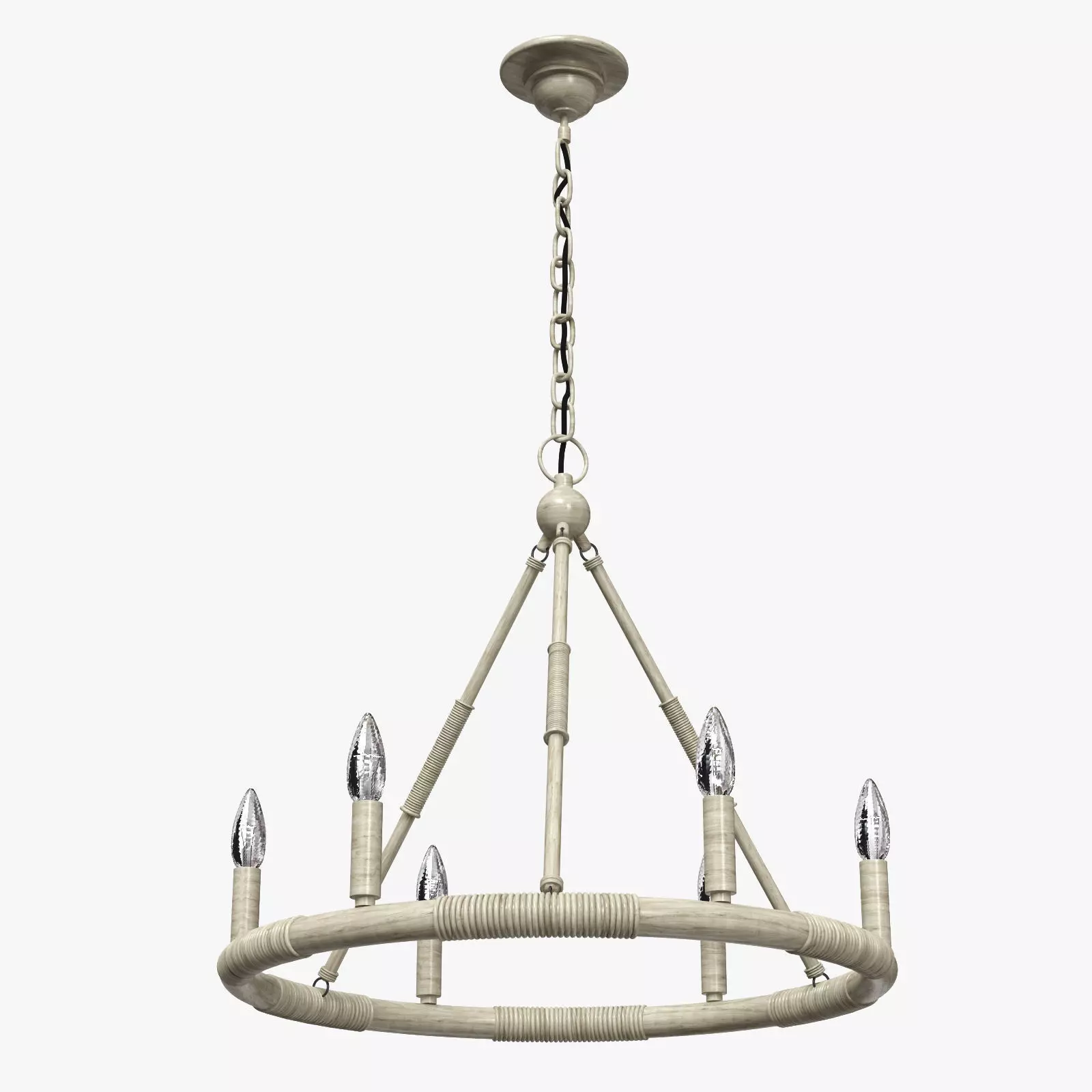Round bamboo ceiling candles chandelier mansion style 3D model_0