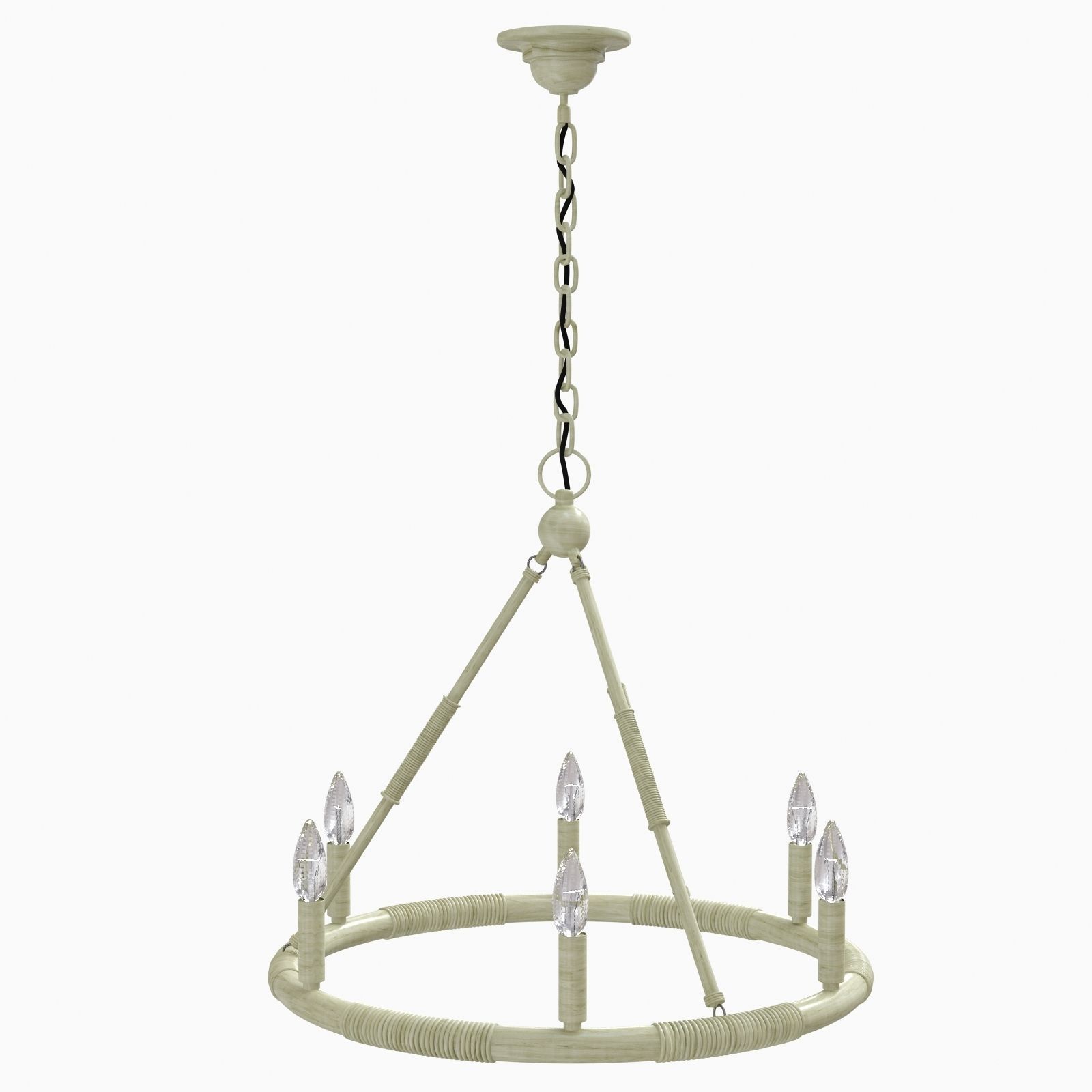 Round bamboo ceiling candles chandelier mansion style 3D model_7