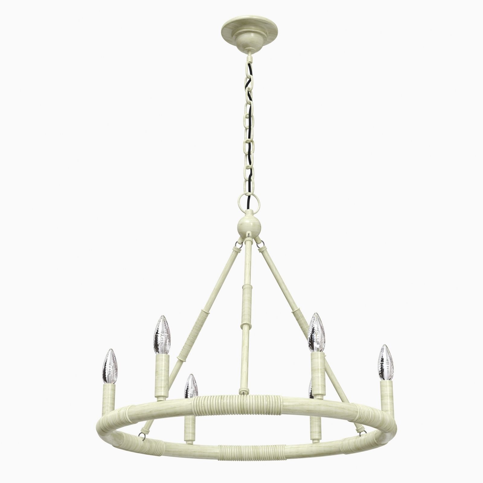 Round bamboo ceiling candles chandelier mansion style 3D model_4