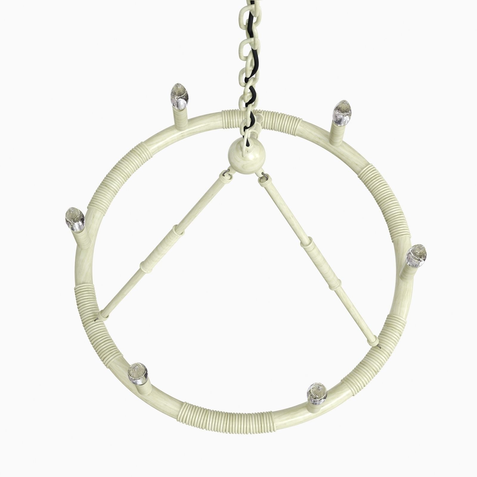 Round bamboo ceiling candles chandelier mansion style 3D model_2