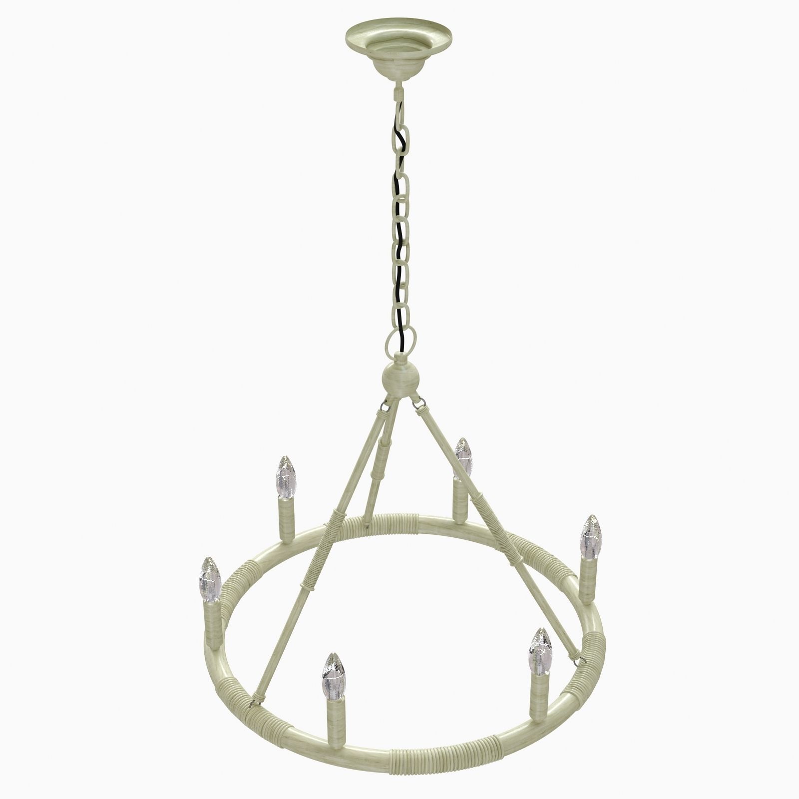 Round bamboo ceiling candles chandelier mansion style 3D model_3