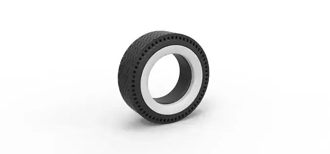 Whitewall rear tire of vintage dragster Version 10 Scale 1 to 25