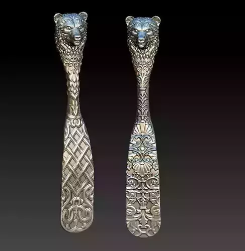 Shoe horn with bear head 3D print model