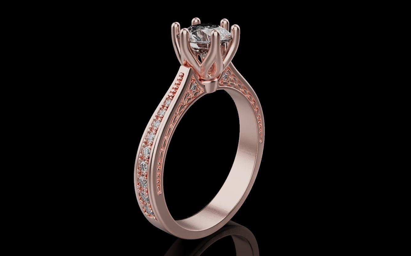 Diamond Wedding Rings 010 3D print model_13