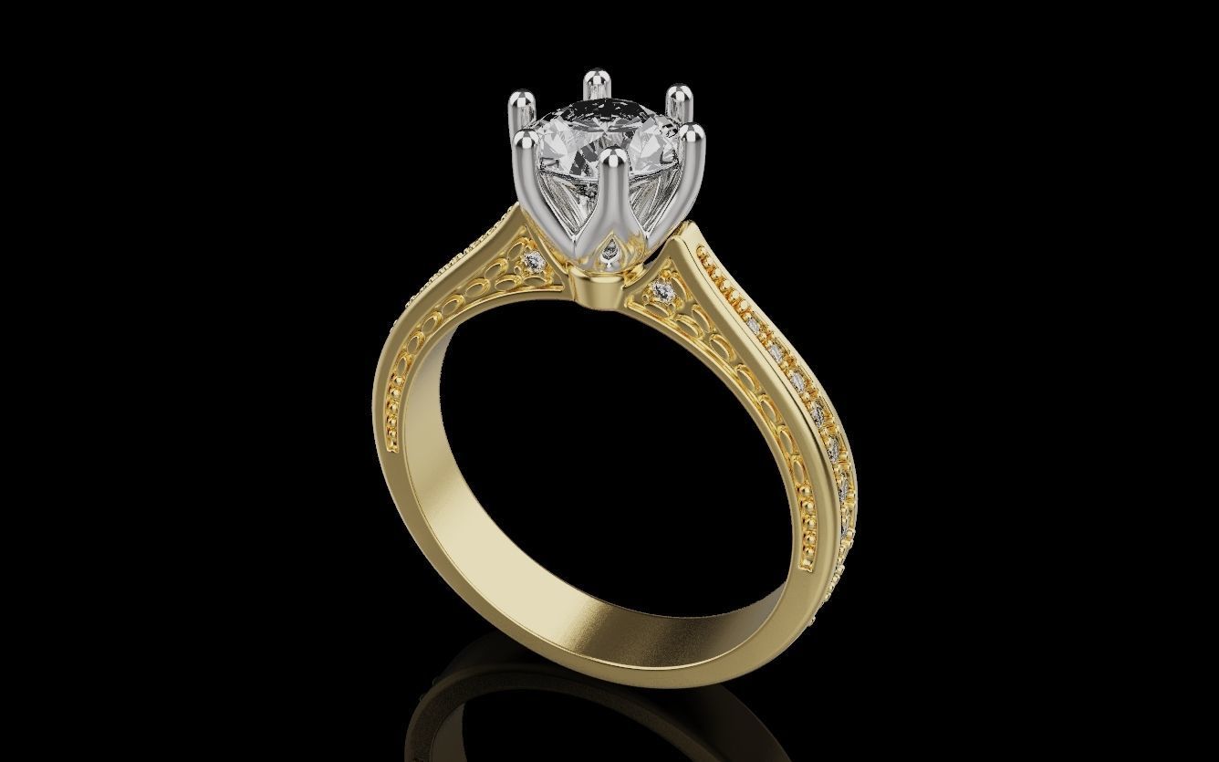 Diamond Wedding Rings 010 3D print model_5