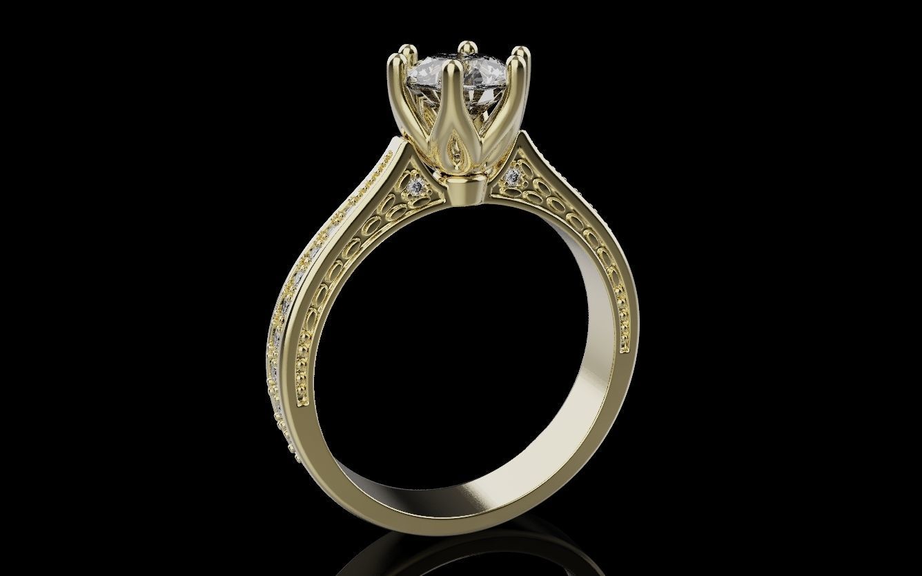 Diamond Wedding Rings 010 3D print model_9