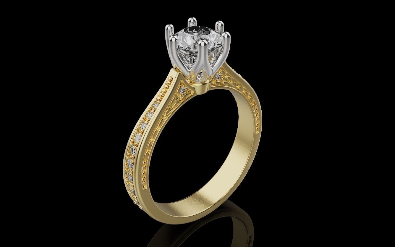 Diamond Wedding Rings 010 3D print model_3