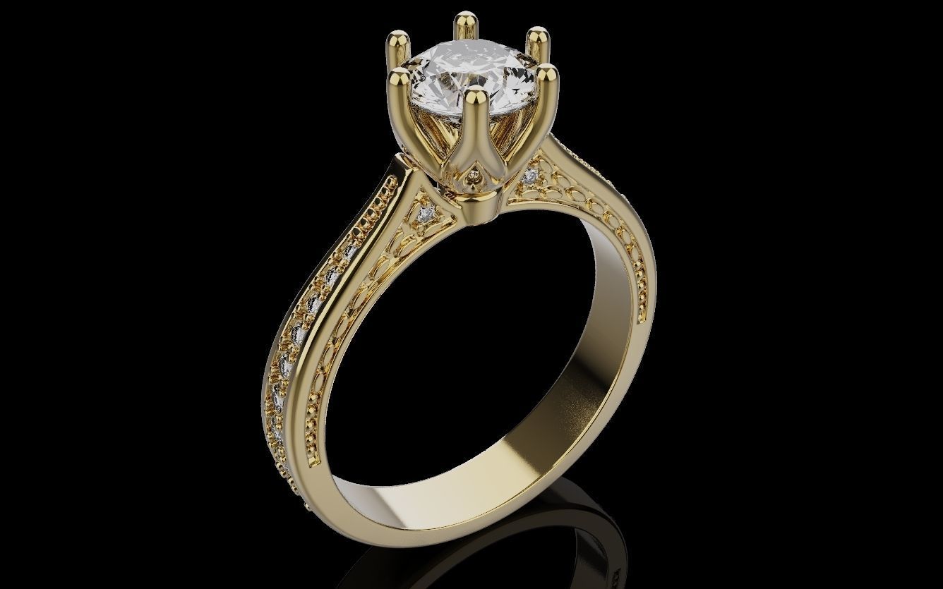 Diamond Wedding Rings 010 3D print model_22