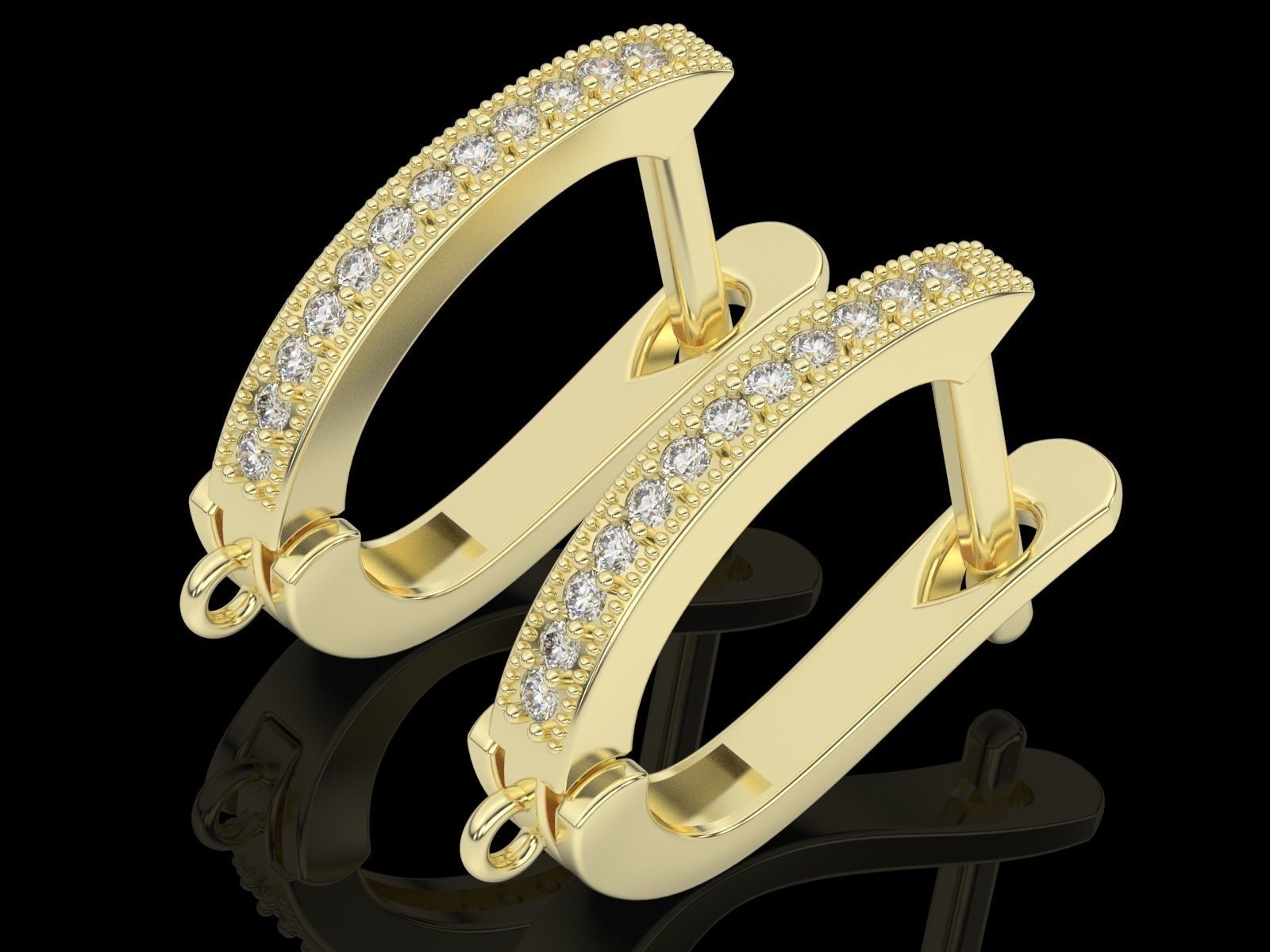 jewelry clasp earrings silver gold 3D print model_3