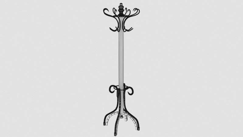 Free standing coat hanger 3D model_1