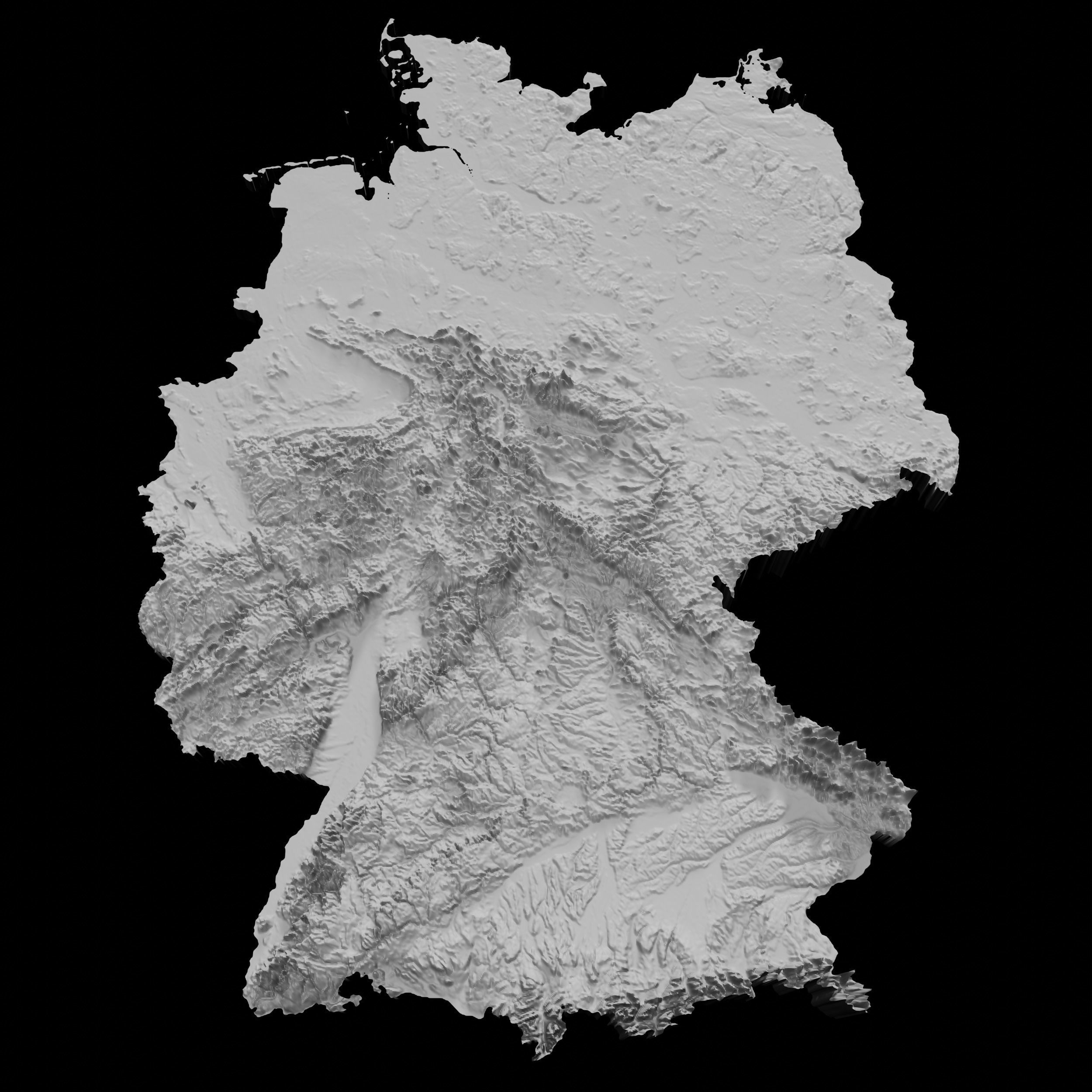 3D Topographical Map Model of Germany 3D print model_3