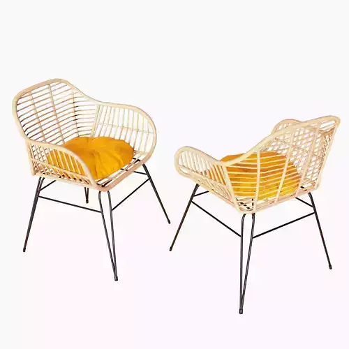 Cozy Wood Chair with Orange Velvet Cushion