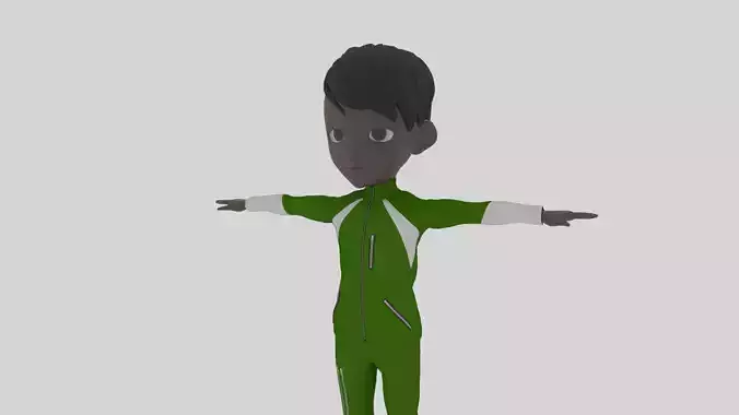Climber - Cartoon Character Afro Man Low-poly 3D model