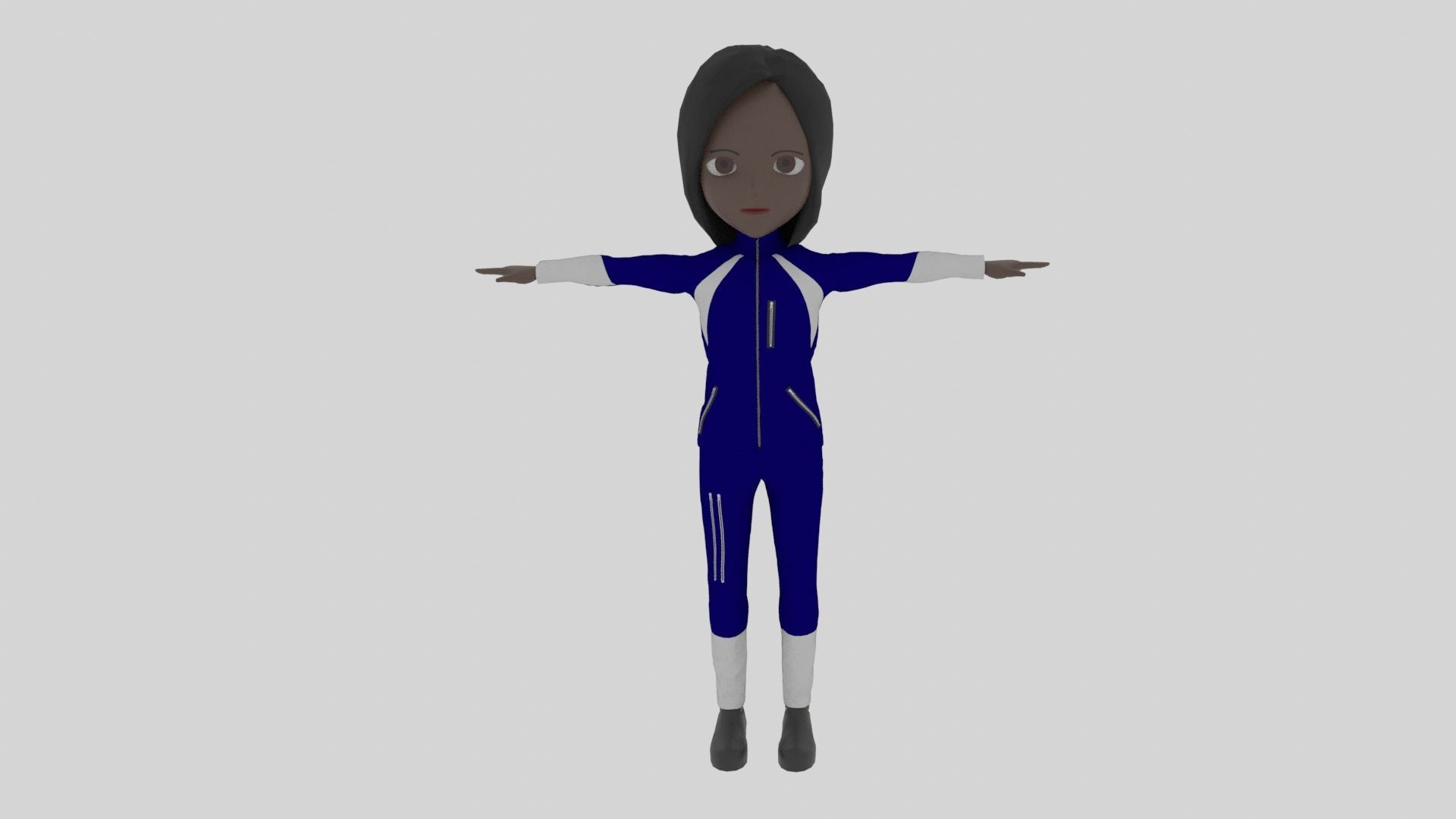 Climber - Cartoon Character Afro Woman Low-poly 3D model_3