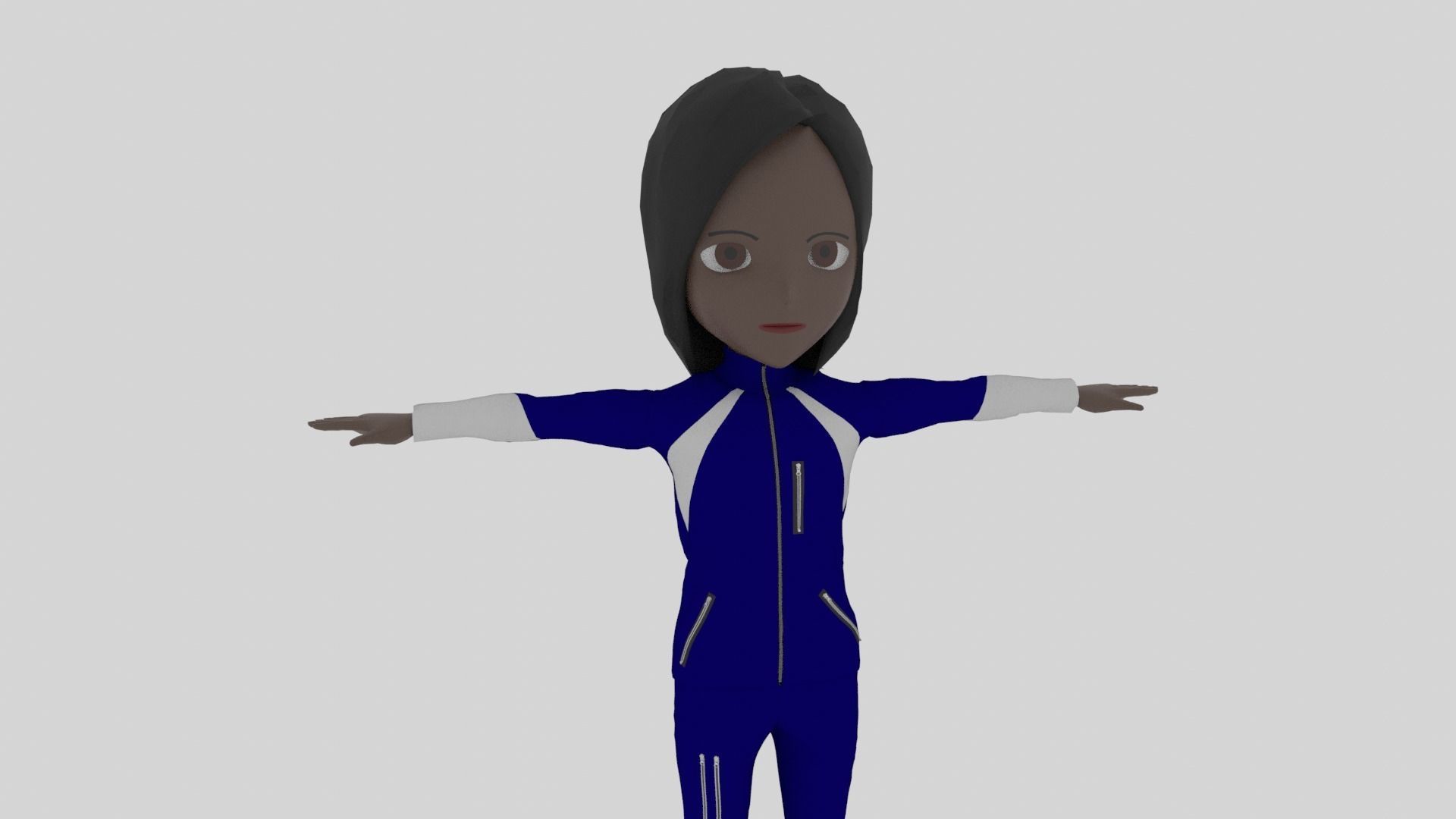 Climber - Cartoon Character Afro Woman Low-poly 3D model_4