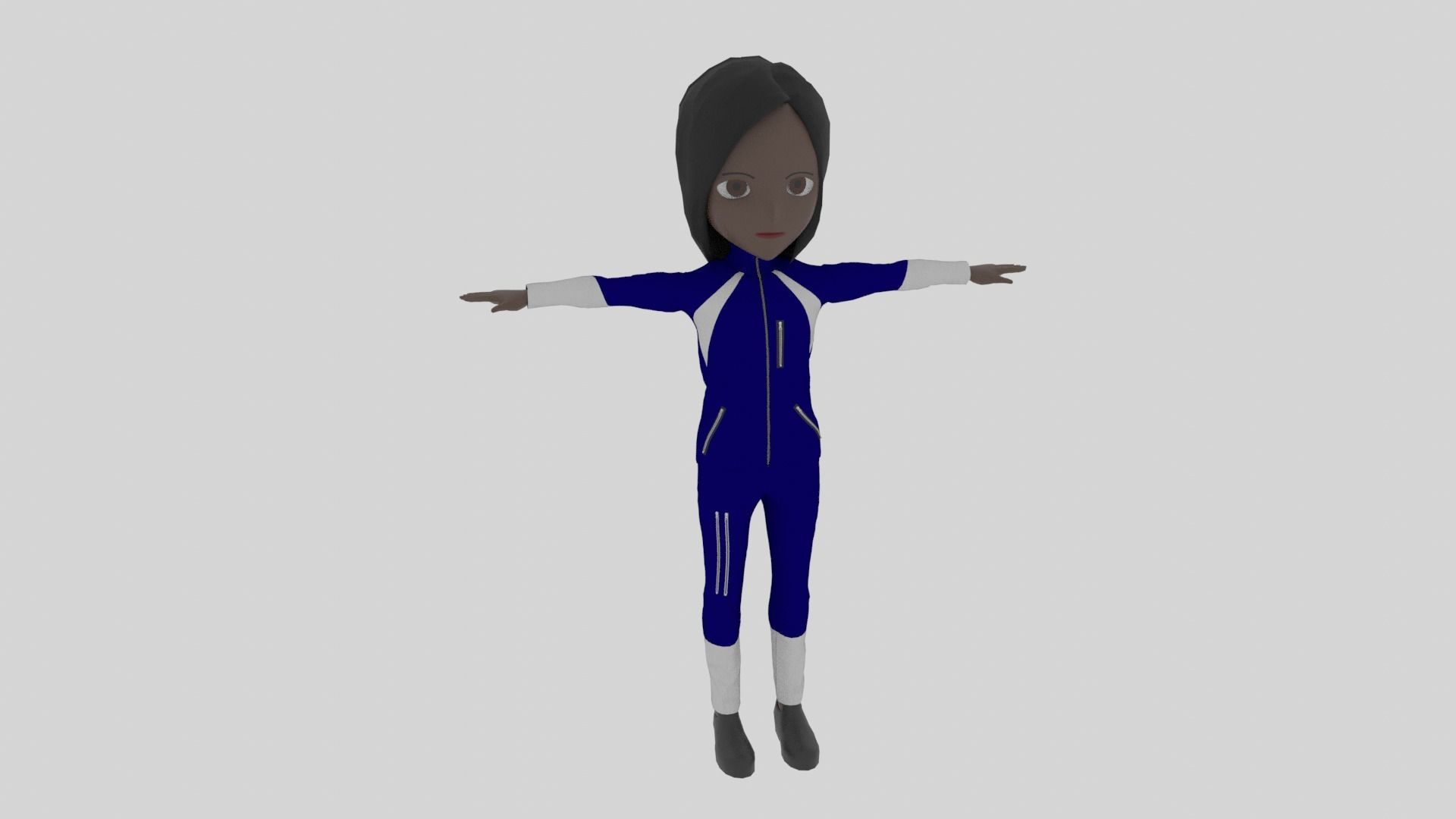 Climber - Cartoon Character Afro Woman Low-poly 3D model_1