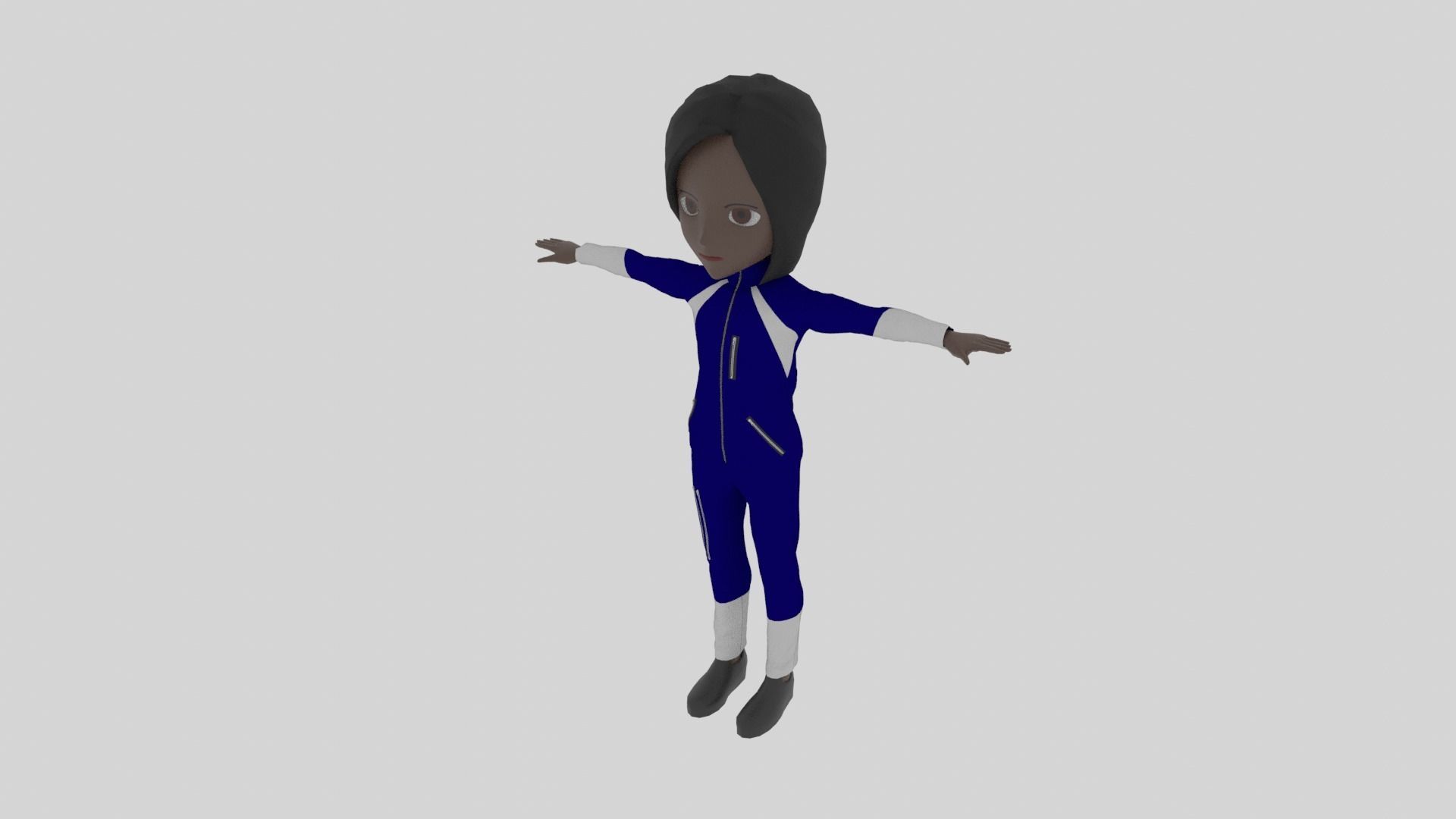 Climber - Cartoon Character Afro Woman Low-poly 3D model_2