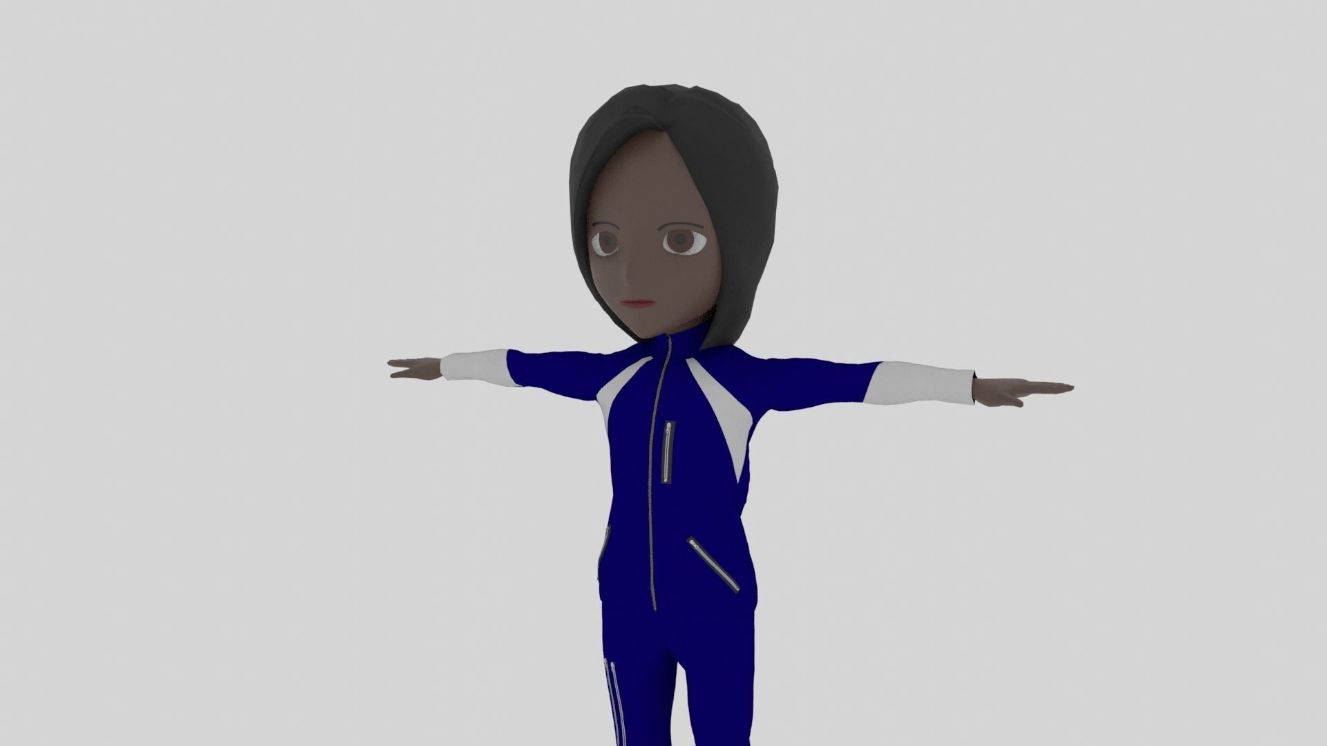 Climber - Cartoon Character Afro Woman Low-poly 3D model_5