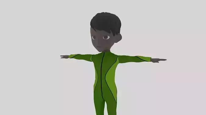 Diver - Cartoon Character Afro Man Low-poly 3D model