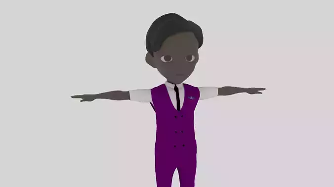 Stewardess - Cartoon Character Afro Man