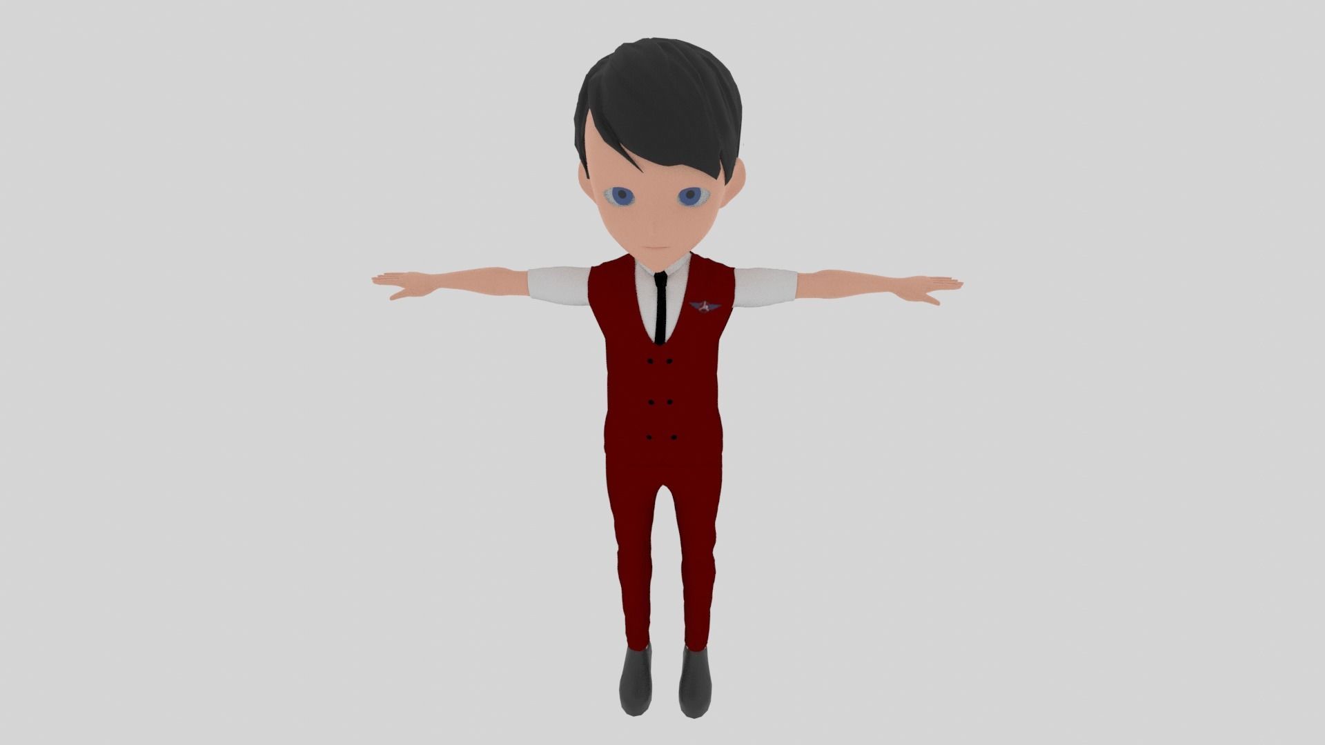 Stewardess - Cartoon Character Man Low-poly 3D model_5