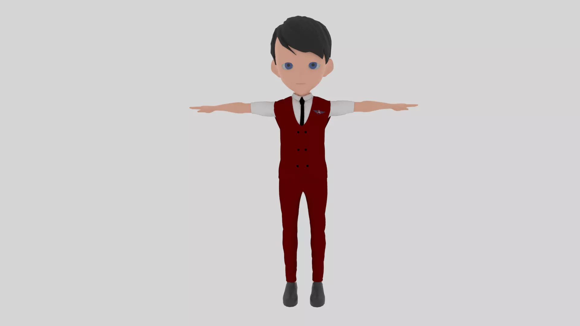 Stewardess - Cartoon Character Man Low-poly 3D model_0