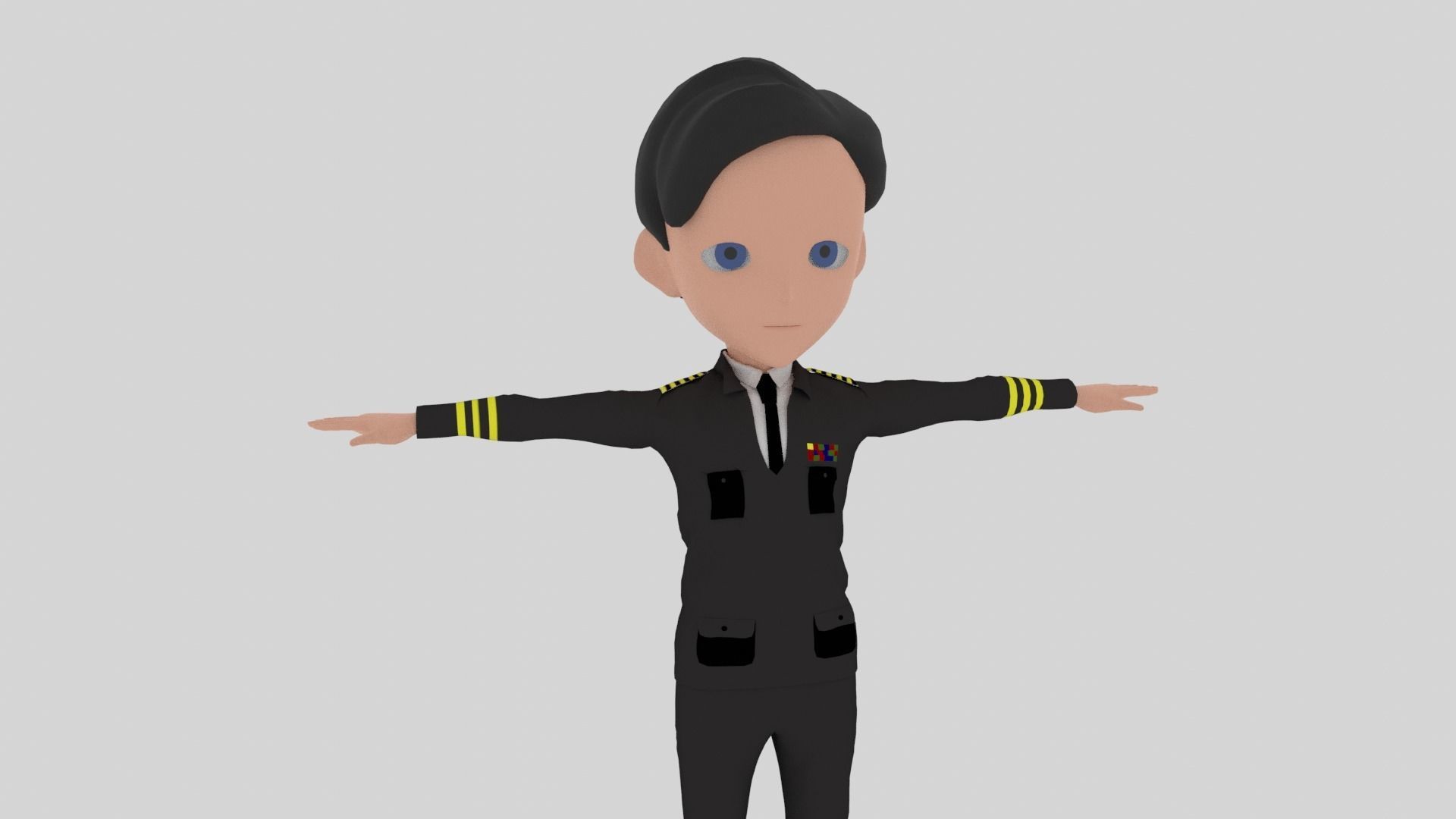 Commander - Cartoon Character Man Low-poly 3D model_3