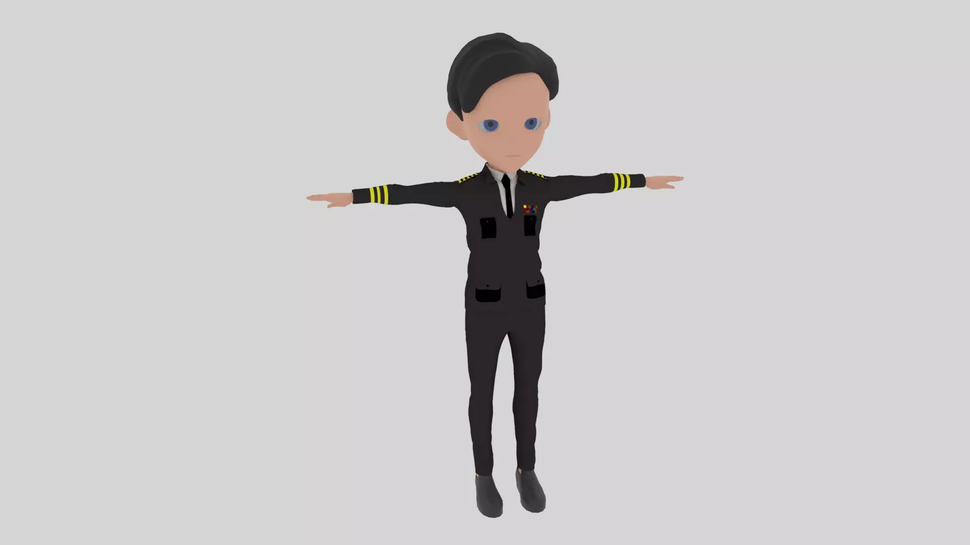 Commander - Cartoon Character Man Low-poly 3D model_0