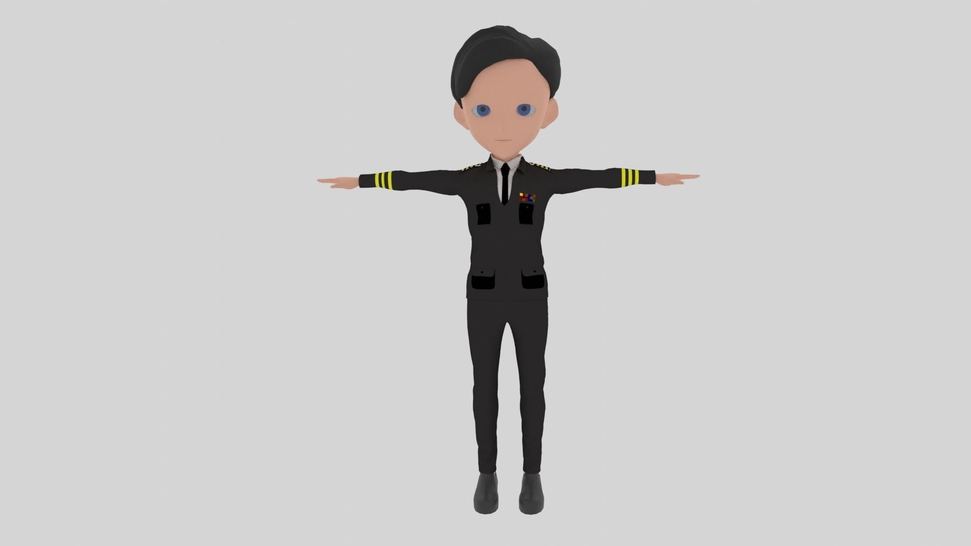 Commander - Cartoon Character Man Low-poly 3D model_2