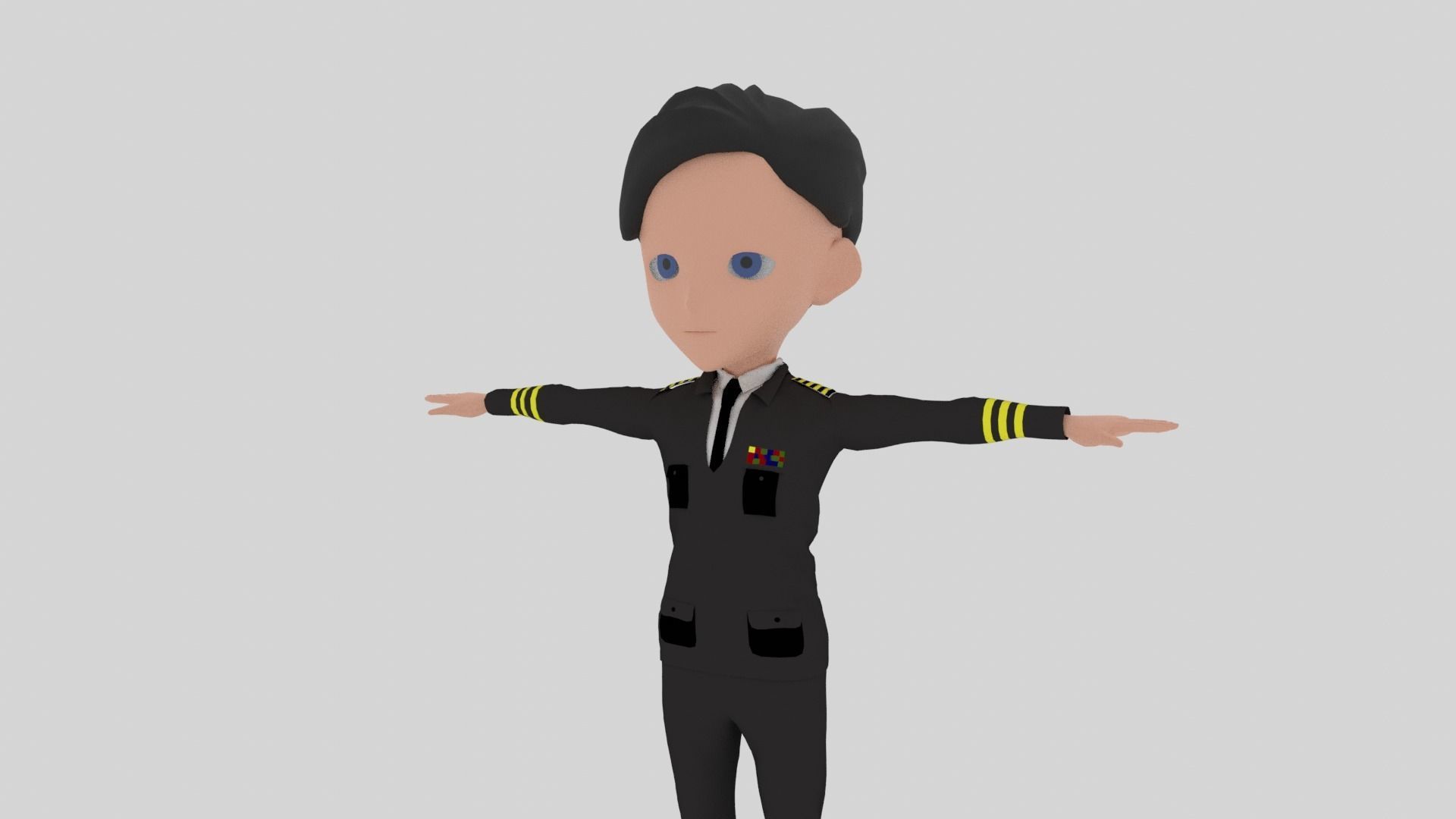 Commander - Cartoon Character Man Low-poly 3D model_4