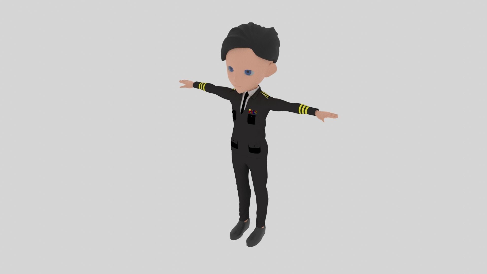 Commander - Cartoon Character Man Low-poly 3D model_1