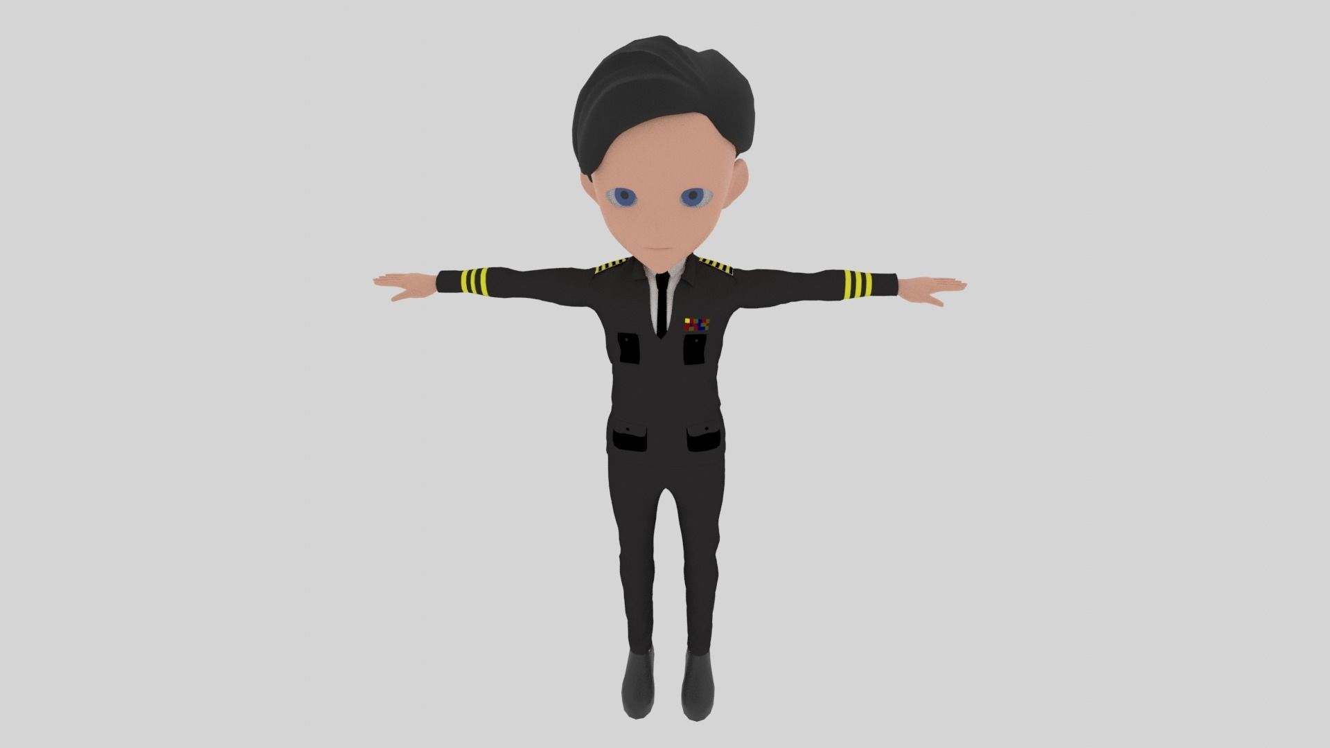 Commander - Cartoon Character Man Low-poly 3D model_5