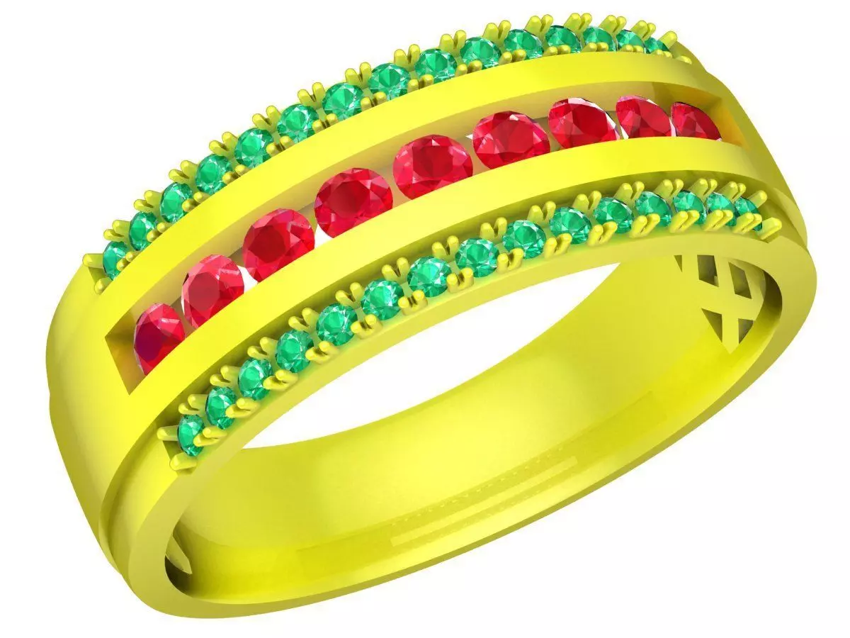 A5356 Colorful Diamond Fashion Band Ring for Lady 3D print model