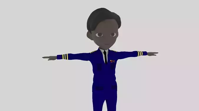 Commander - Cartoon Character Afro Man Low-poly 3D model