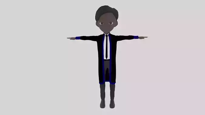Graduate - Cartoon Character Afro Man Low-poly 3D model