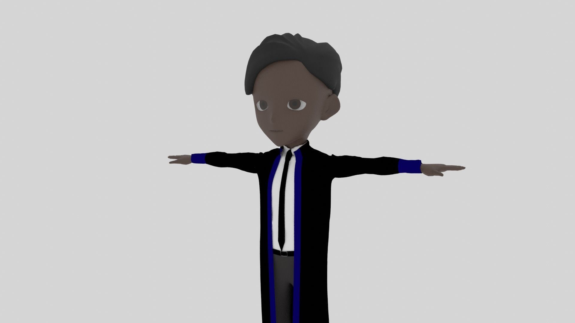 Graduate - Cartoon Character Afro Man Low-poly 3D model_4