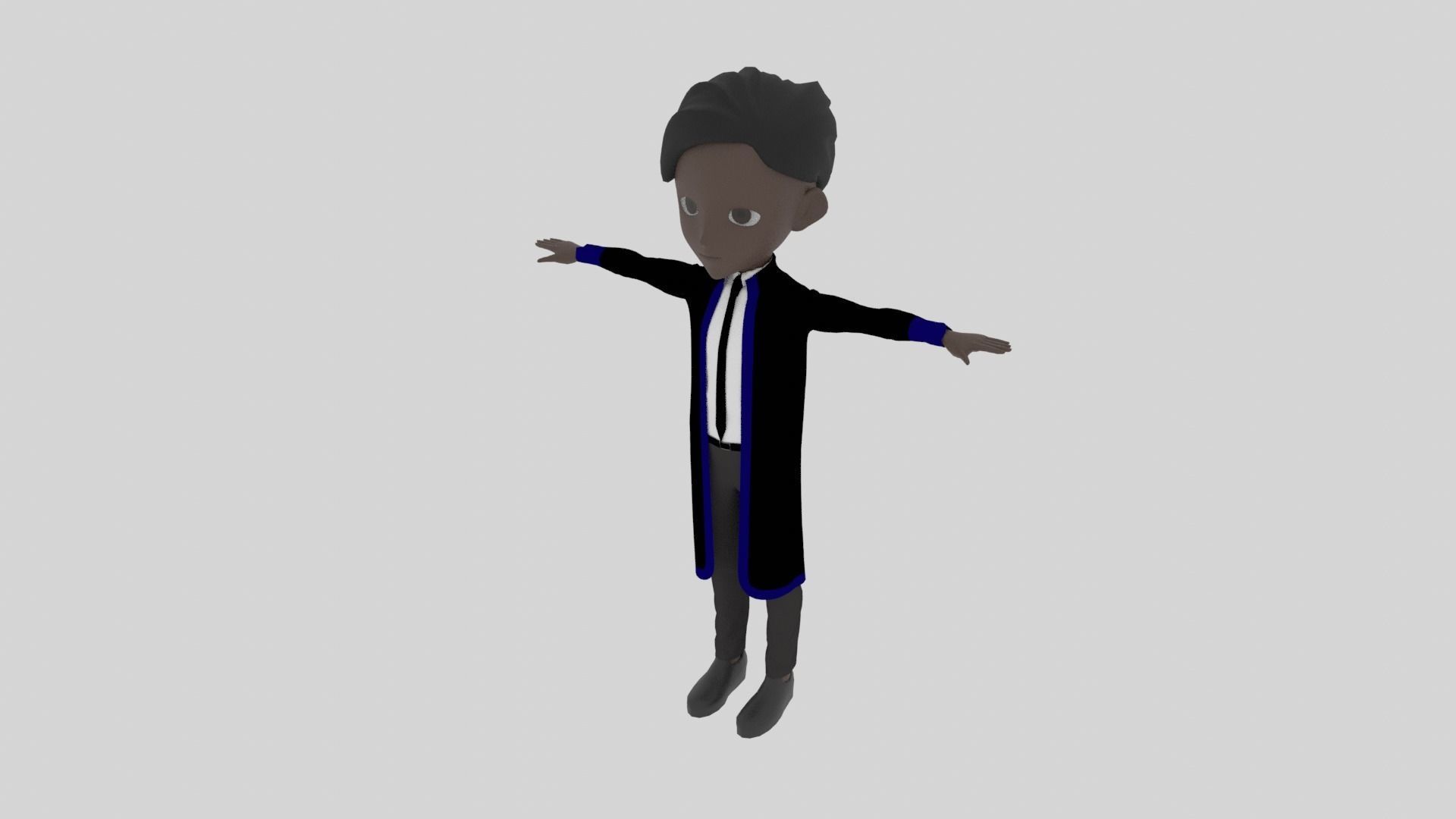 Graduate - Cartoon Character Afro Man Low-poly 3D model_2