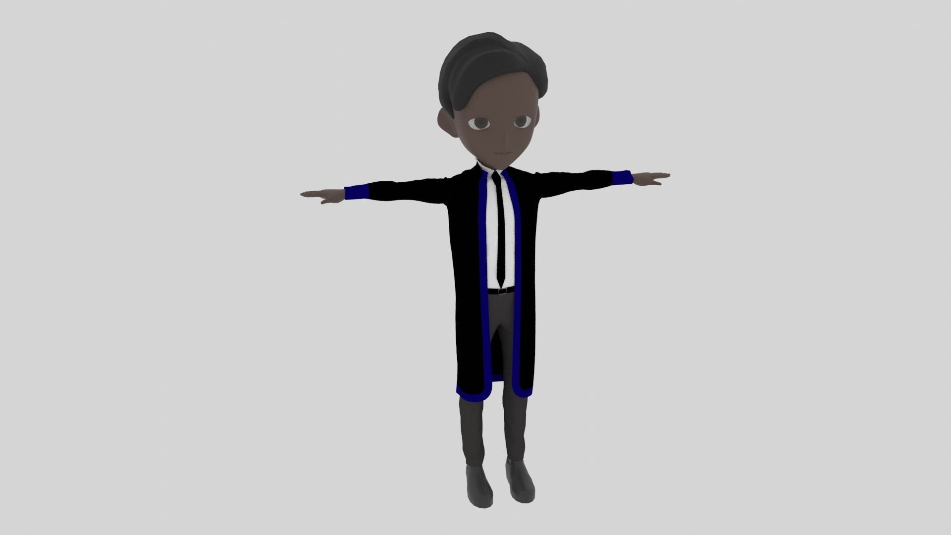 Graduate - Cartoon Character Afro Man Low-poly 3D model_1