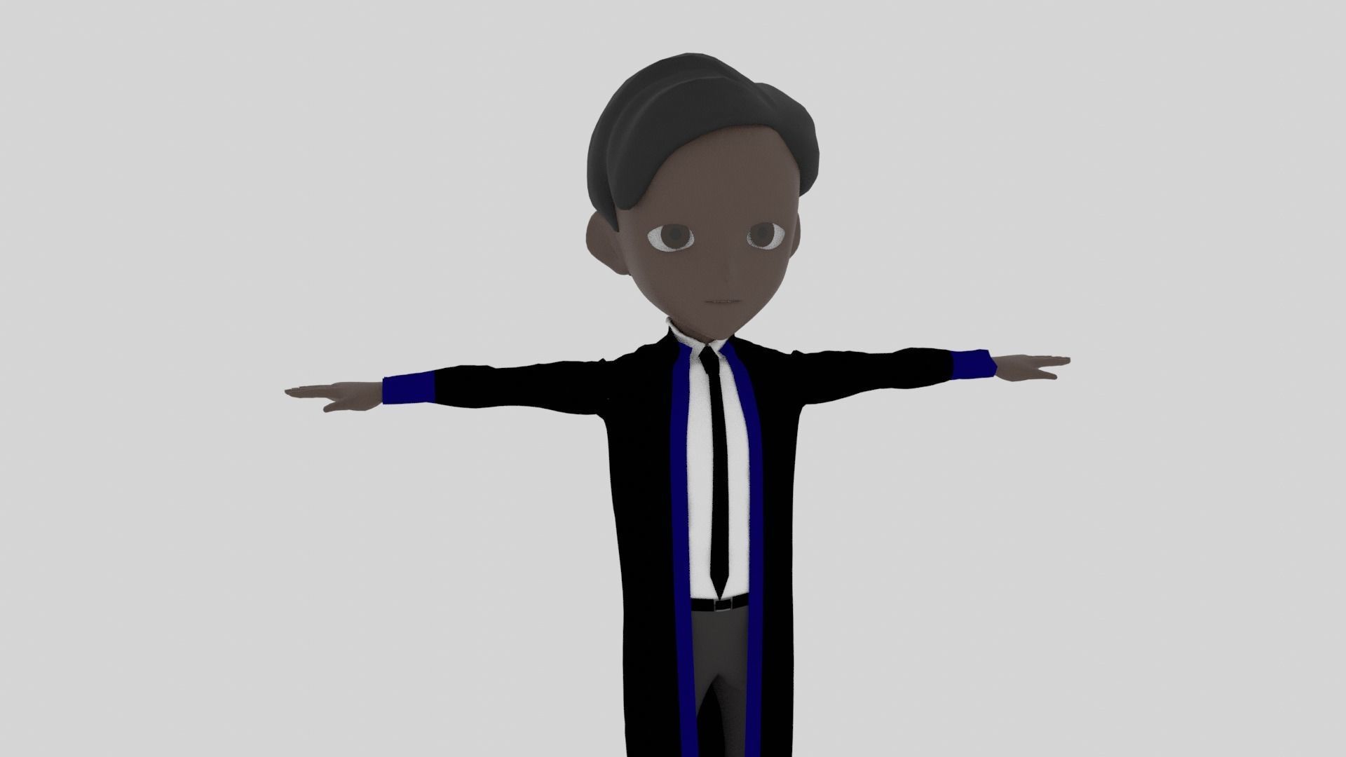 Graduate - Cartoon Character Afro Man Low-poly 3D model_3