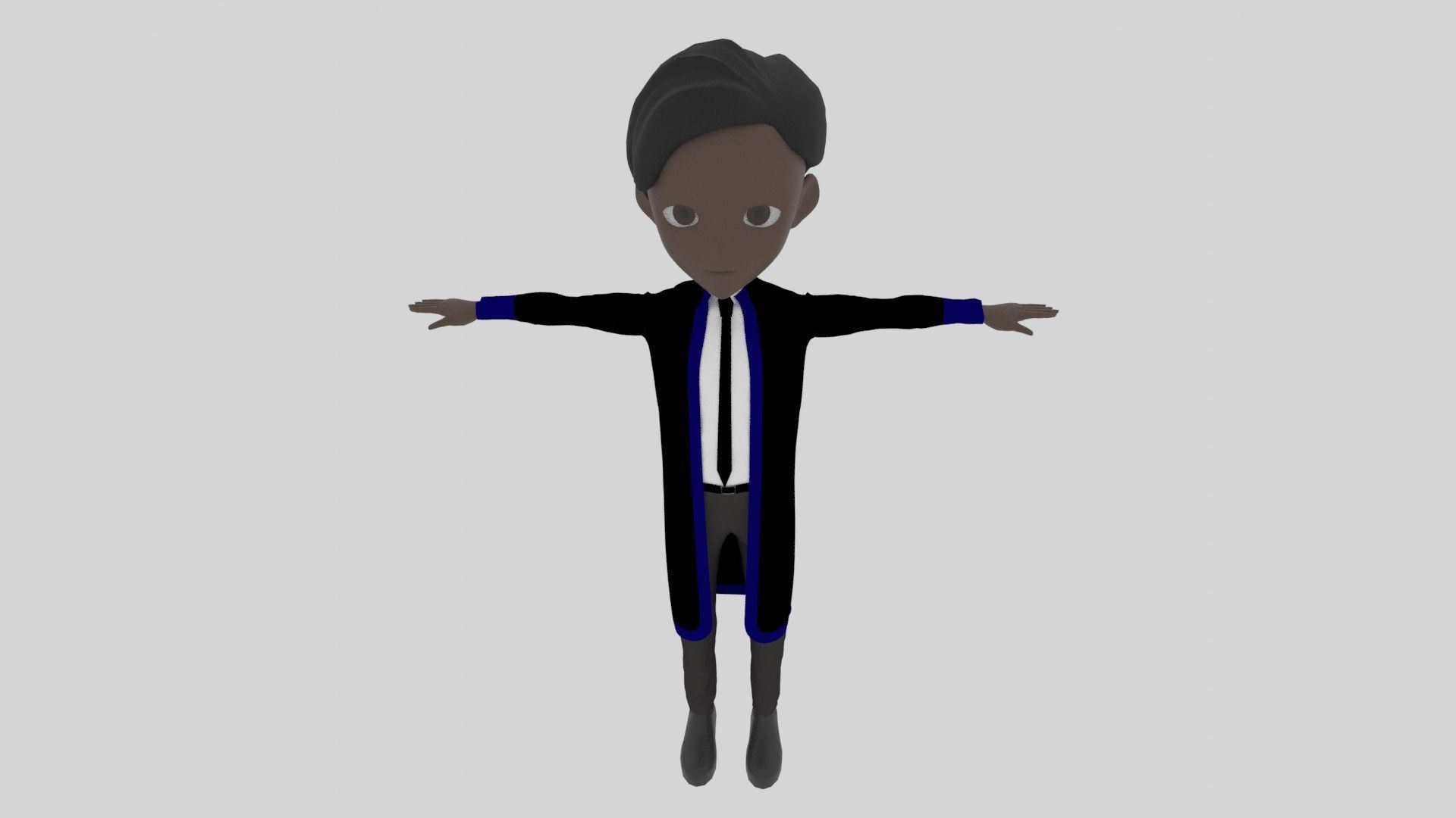 Graduate - Cartoon Character Afro Man Low-poly 3D model_5