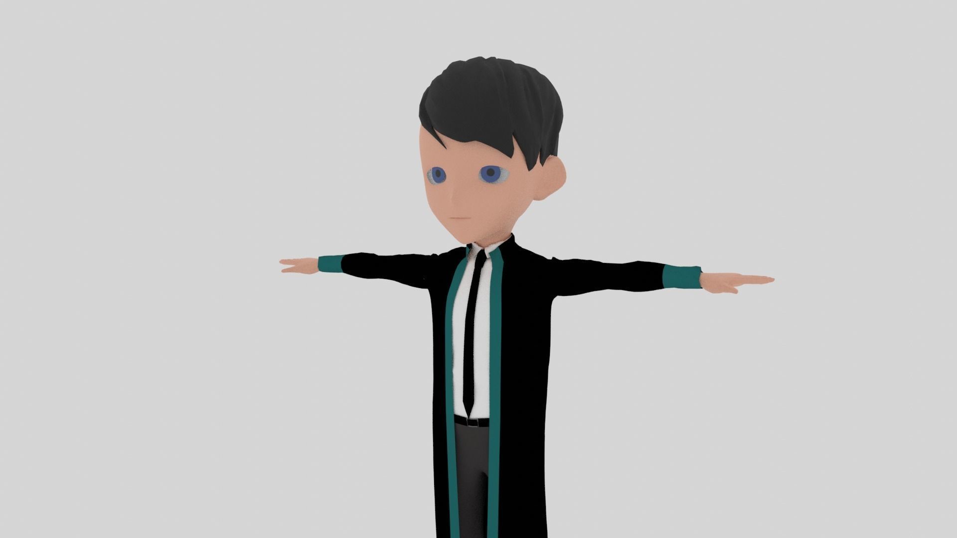Graduate - Cartoon Character Man Low-poly 3D model_4