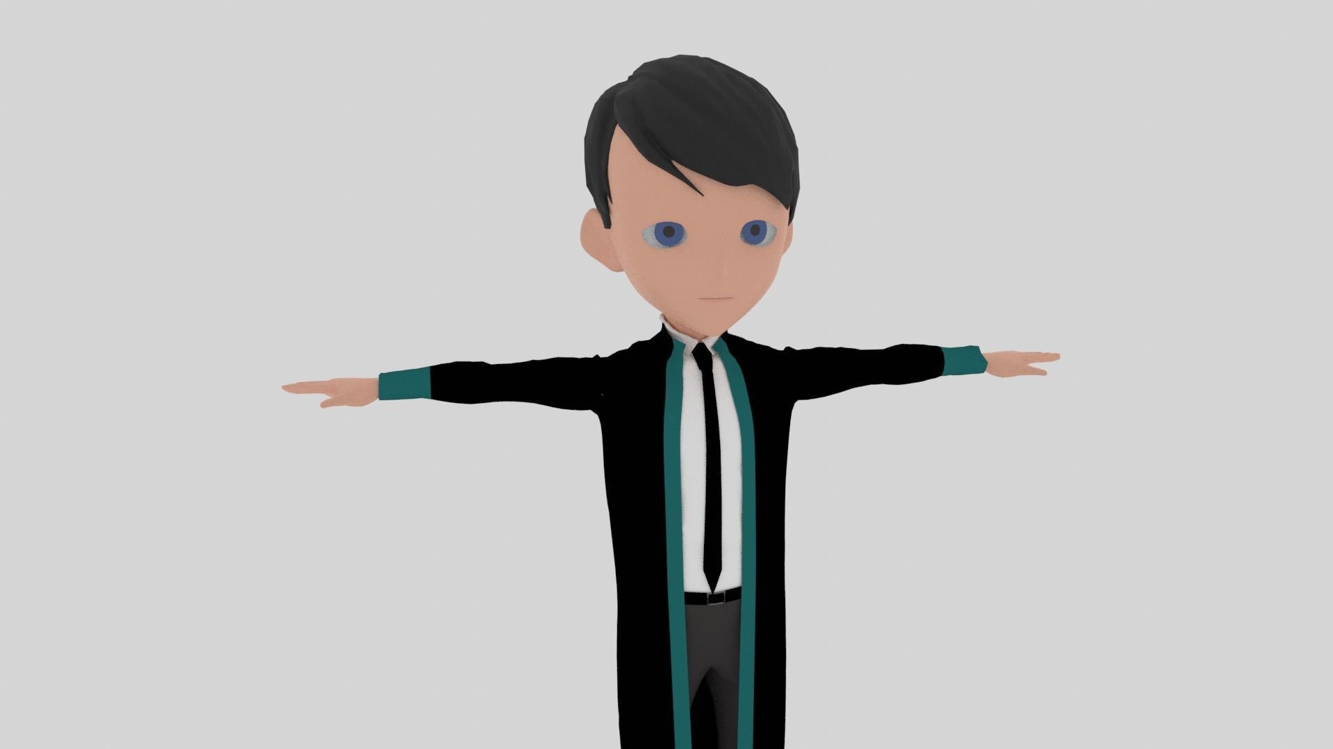 Graduate - Cartoon Character Man Low-poly 3D model_3