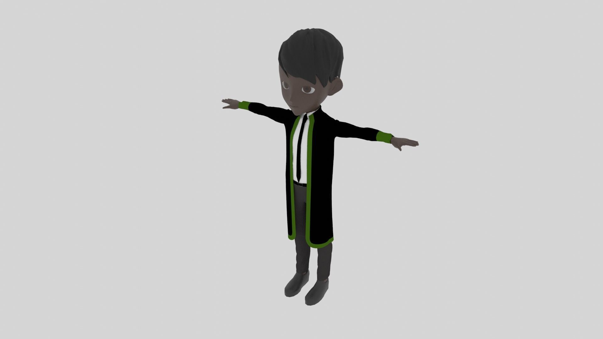 Graduate - Cartoon Character Afro Man Low-poly 3D model_1