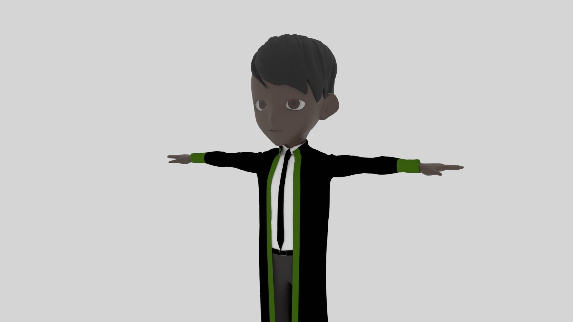 Graduate - Cartoon Character Afro Man Low-poly 3D model_4