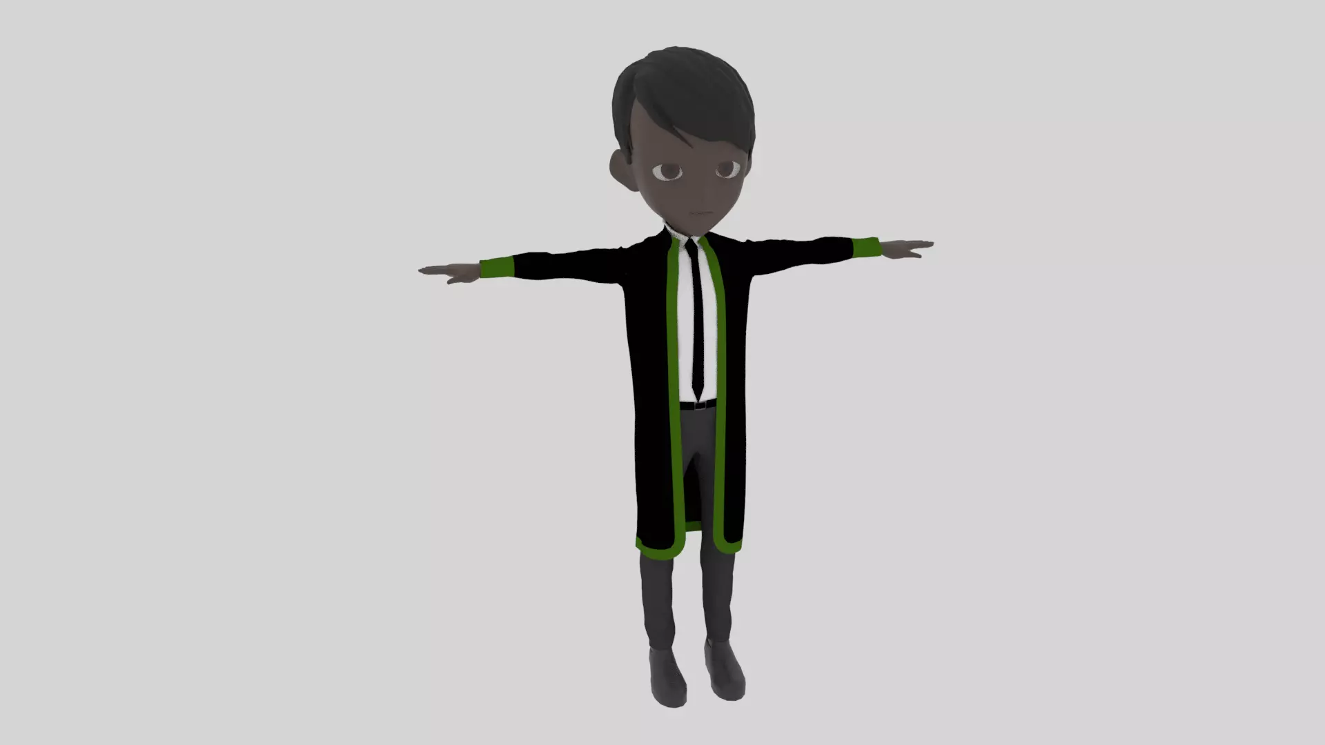 Graduate - Cartoon Character Afro Man Low-poly 3D model_0