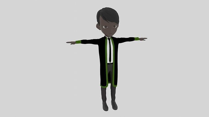 Graduate - Cartoon Character Afro Man Low-poly 3D model