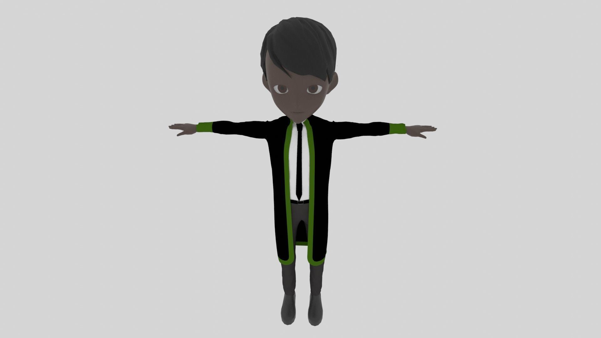 Graduate - Cartoon Character Afro Man Low-poly 3D model_5