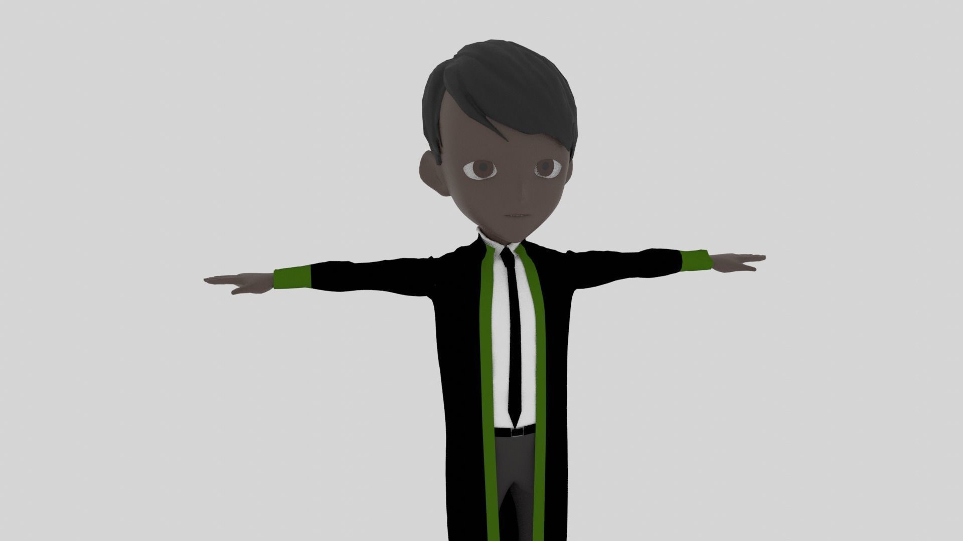 Graduate - Cartoon Character Afro Man Low-poly 3D model_3