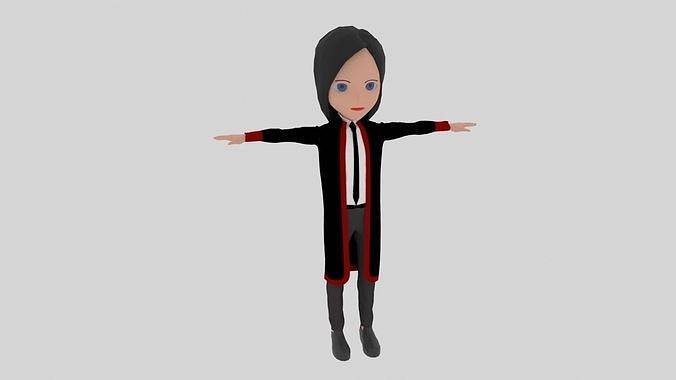 Graduate - Cartoon Character Woman Low-poly 3D model